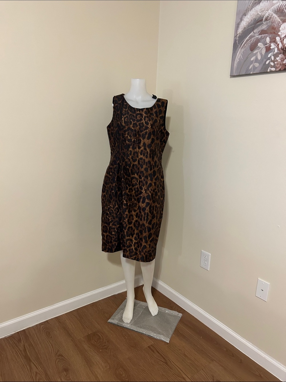 Kasper Leopard Print Midi Sheath Dress - Brown/Black